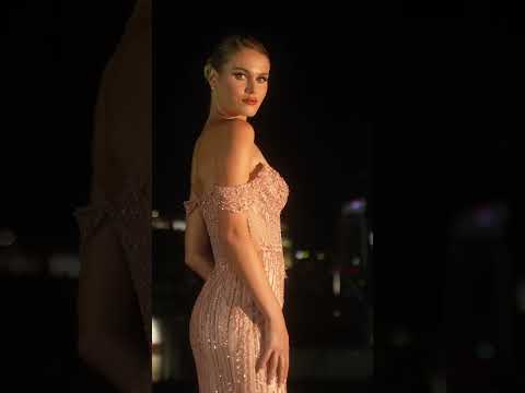 Ladivine CC341 - Basque Off-Shoulder Evening Dress