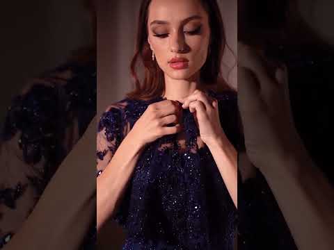 Ladivine CDS503 - Applique Cape Evening Gown