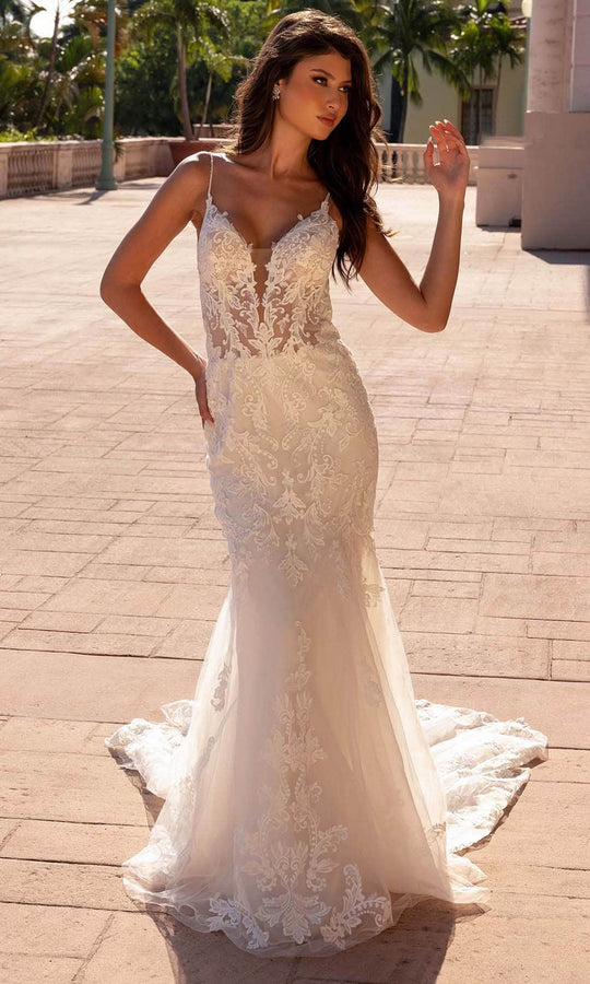 Primavera Bridal 11137 - Embroidered Sleeveless Open Back Bridal Dress