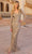 Primavera Couture 12156 - Fringed Plunging V-Neck Evening Dress Evening Dresses 4 / Nude Charcoal