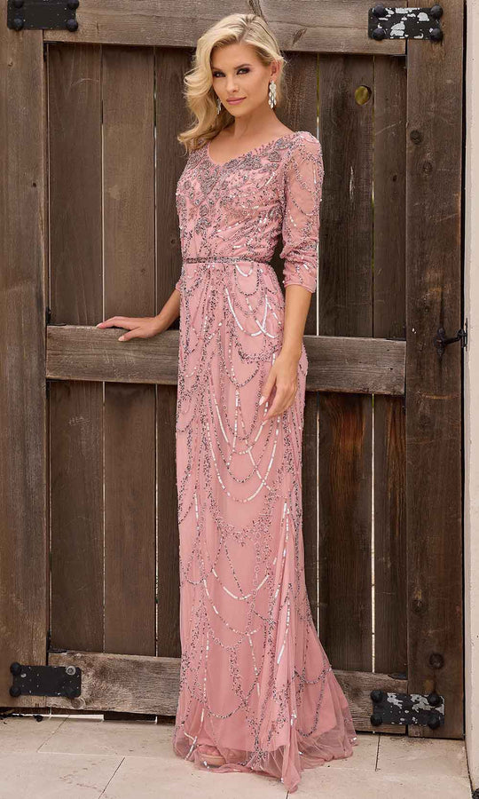 Primavera Couture 13156 - Quarter Sleeved Sheath Evening Dress