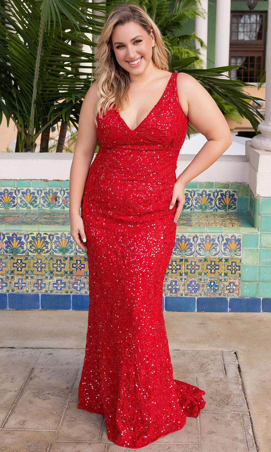 Primavera Couture 14048 - Embroidered Sleeveless V-Neck Prom Dress