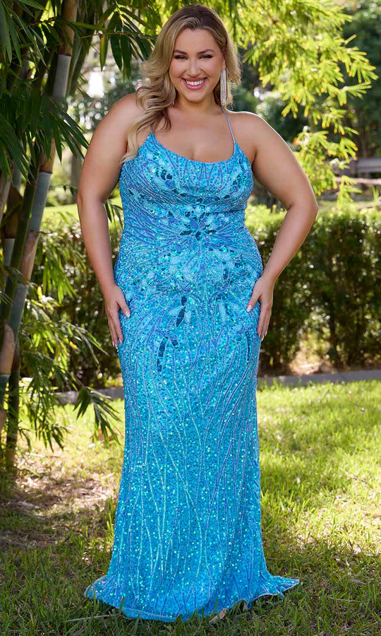 Primavera Couture 14072 - Scoop Neckline Sequin Prom Gown
