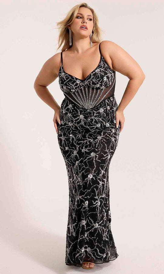 Primavera Couture 14079 - Sheer Sleeveless Sequined Evening Gown