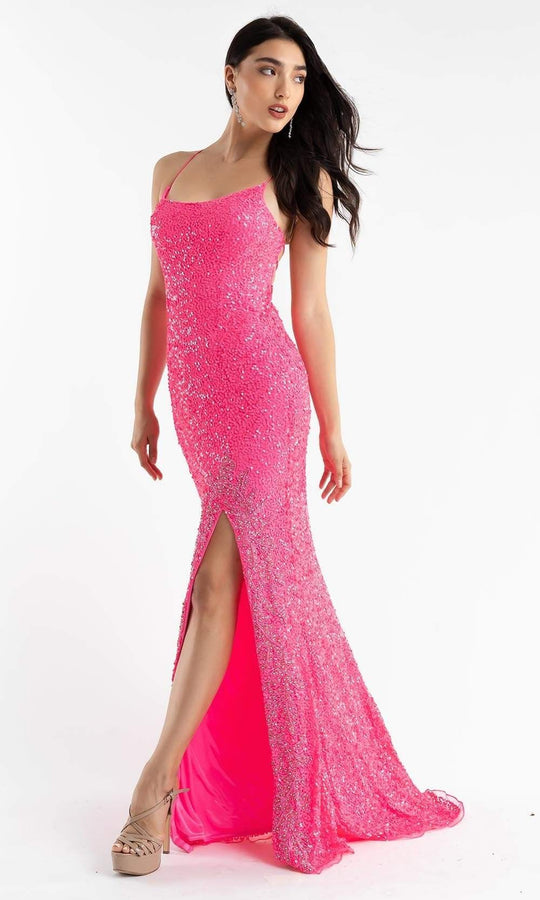 Primavera Couture - 3758 Shimmering Fully Sequined Strappy Back Long Gown