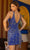 Primavera Couture 3843 -Plunging V-Neck Fringe Detailed Cocktail Dress Cocktail Dresses 6 / Gold