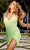 Primavera Couture 3896 - Plunging V-Neck Sequin Cocktail Dress Cocktail Dresses 00 / Apple Green