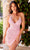 Primavera Couture 3896 - Plunging V-Neck Sequin Cocktail Dress Cocktail Dresses 00 / Baby Pink