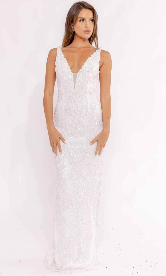 Primavera Couture 3953 - Plunging Embellished Evening Gown