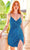 Primavera Couture 4010 - Sequin Embellished V-Neck Cocktail Dress Cocktail Dresses 00 / Peacock