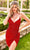 Primavera Couture 4010 - Sequin Embellished V-Neck Cocktail Dress Cocktail Dresses 00 / Red