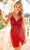Primavera Couture 4032 - V-Neck Sequin Embellished Short Dress Cocktail Dresses 00 / Red
