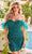 Primavera Couture 4057 - Feathered Off-Shoulder Cocktail Dress Cocktail Dresses 00 / Teal