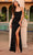 Primavera Couture 4161 - Fitted Sequin Prom Dress with Slit Prom Dresses 000 / Black