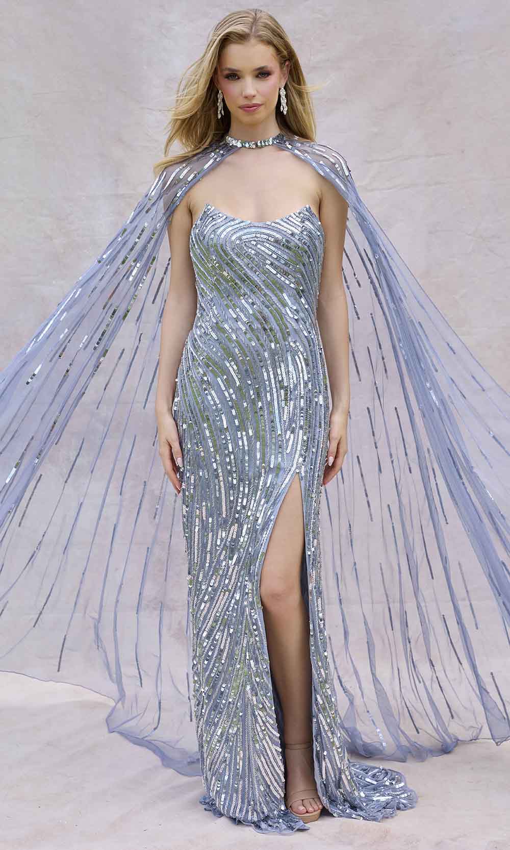 Rose Gold Sequin Sparkly Flowy Dress NWT PRIMAVERA COUTURE 12009 DRESS One Shoulder Grey A-line Rose Gold Sequin Sparkly Flowy Dress NWT PRIMAVERA COUTURE 12009 DRESS One Shoulder Grey A-line