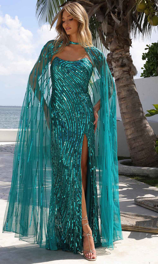 Primavera Couture 4376 - Scoop Neckline Sequin Prom Gown