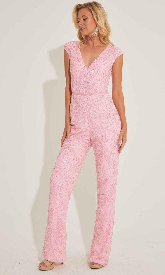 Primavera Couture 4384 - V-Neck Beaded Jumpsuit