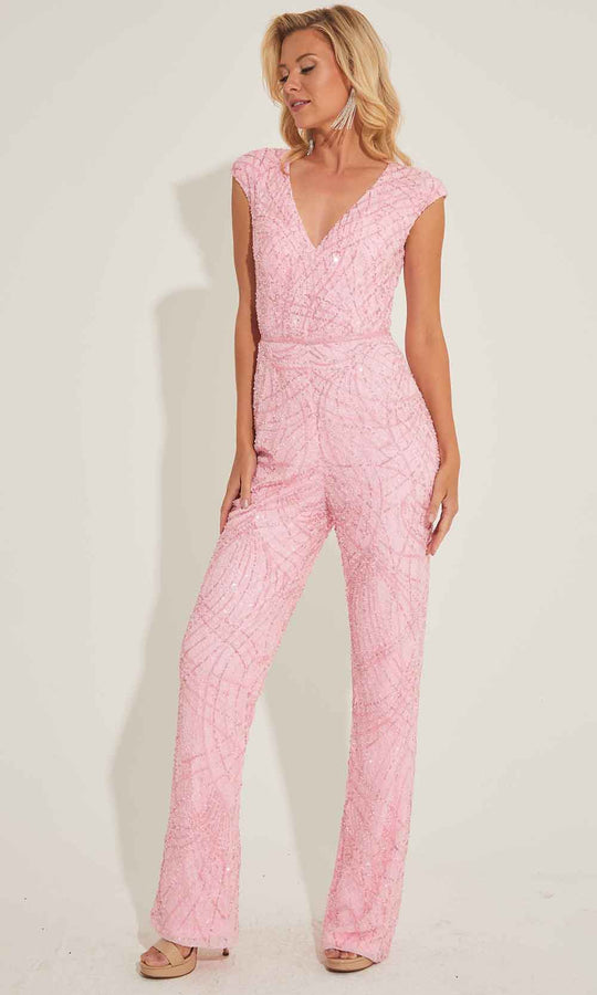 Primavera Couture 4384 - V-Neck Beaded Jumpsuit