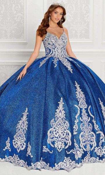 quince dresses blue and white Quinceaera Dress with Bow