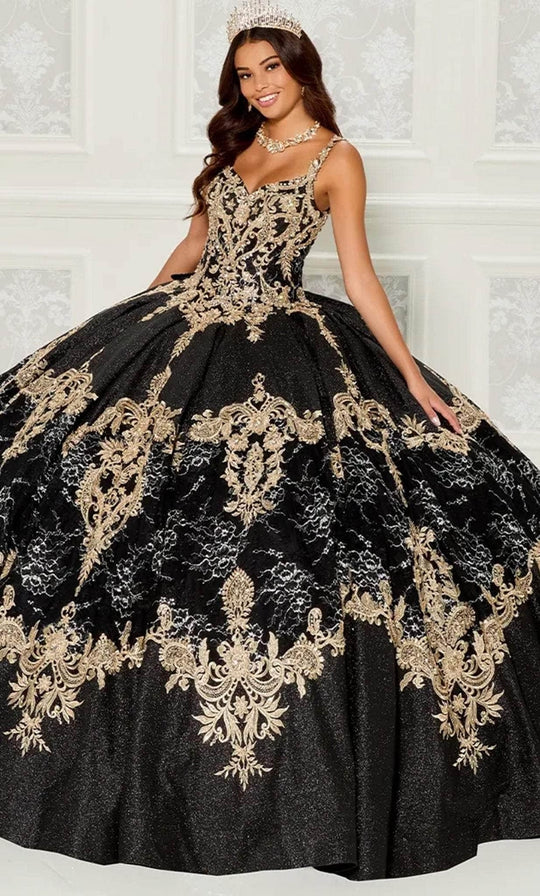 Princesa by Ariana Vara PR30085 - Gold Embroidered Ballgown