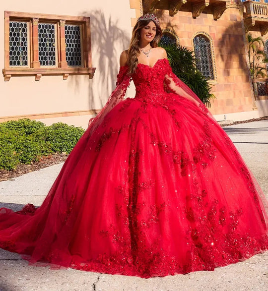 Princesa by Ariana Vara PR30116 - Floral Ruffled Back Ballgown
