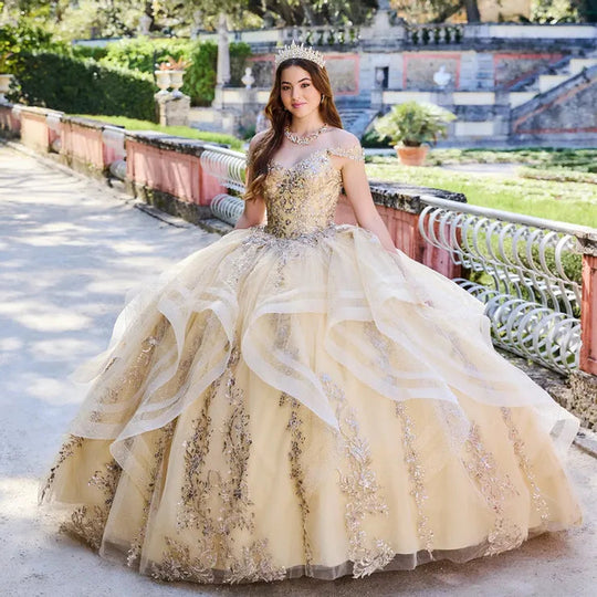 Princesa by Ariana Vara PR30117 - Off Shoulder Gilded Ballgown