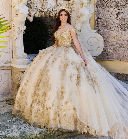 Princesa by Ariana Vara PR30119 - V-Neck Embellished Ballgown