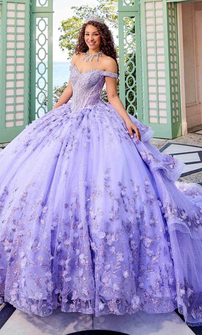 Princesa by Ariana Vara PR30131 - Off Shoulder Quinceanera Gown Special Occasion Dress 00 / Lavender