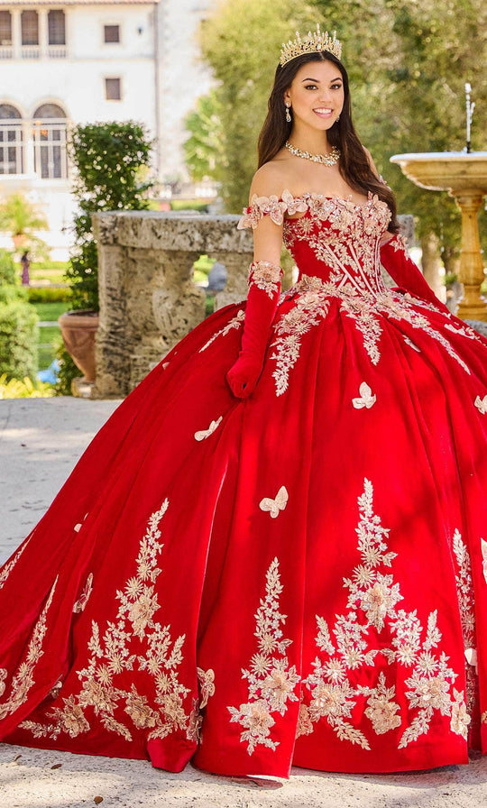 Princesa by Ariana Vara PR30136 - Embroidered Velvet-Made Ballgown