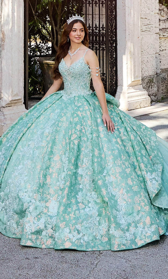 Princesa by Ariana Vara PR30139 - Bolero-Attached Floral Ball Gown