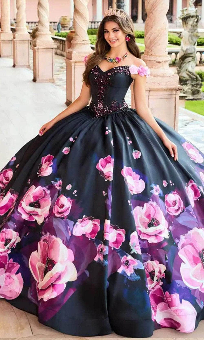 Princesa by Ariana Vara PR30151 - Stone Accented Prom Gown Prom Dresses 00 / Black/Pink