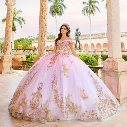 Princesa by Ariana Vara PR30152 - 3D Floral Lace-Up Tie Prom Gown