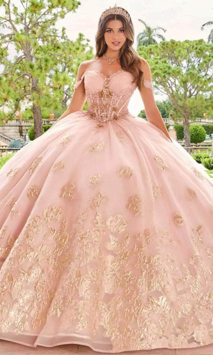 Princesa by Ariana Vara PR30154 - Lace-Up Tie Prom Gown Prom Dresses 00 / Blush/Gold