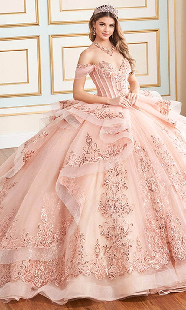 Princesa by Ariana Vara PR30171 - Long Tulle, Glitter Tulle, Applique, Sequin, Stone Accents, Hardnet, Horsehair & Lining Ballgown Dress - Off-the- Princesa by Ariana Vara PR30171 - Long Tulle, Glitter Tulle, Applique, Sequin, Stone Accents, Hardnet, Horsehair & Lining Ballgown Dress - Off-the-