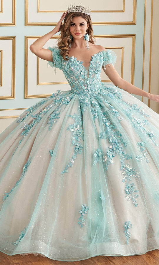 Princesa by Ariana Vara PR30174 - Glitter Tulle With Floral Ballgown