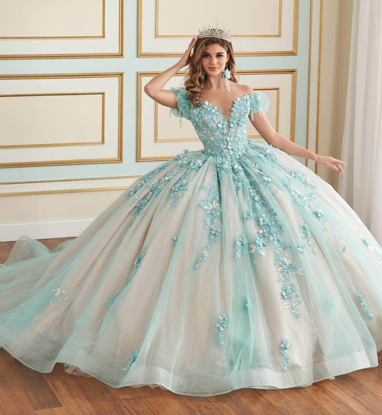 Princesa by Ariana Vara PR30174 - Glitter Tulle With Floral Ballgown