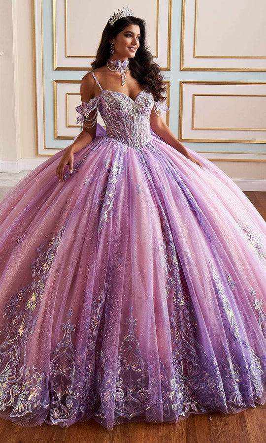 Princesa by Ariana Vara PR30198 - Two-Tone Lace Appliqued Ball Gown