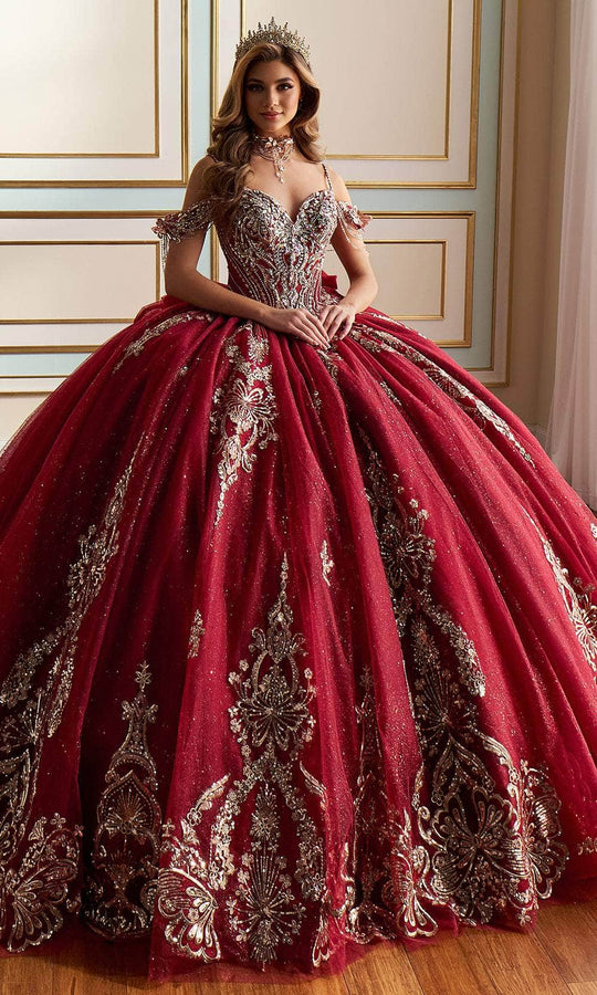 Princesa by Ariana Vara PR30198 - Two-Tone Lace Appliqued Ball Gown