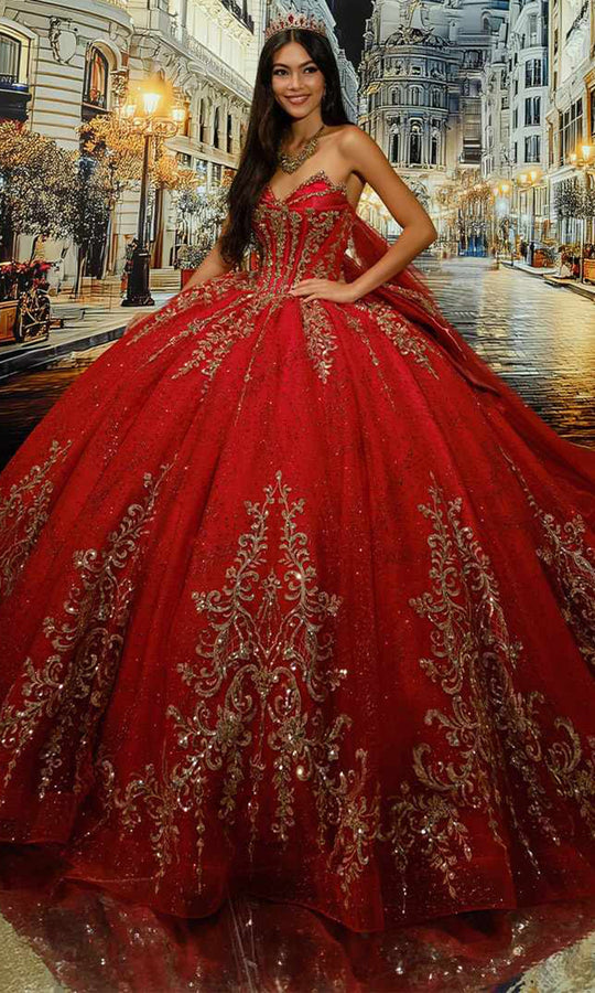 Princesa PR30222 - V-Neckline Cracked Ice Beaded Ballgown
