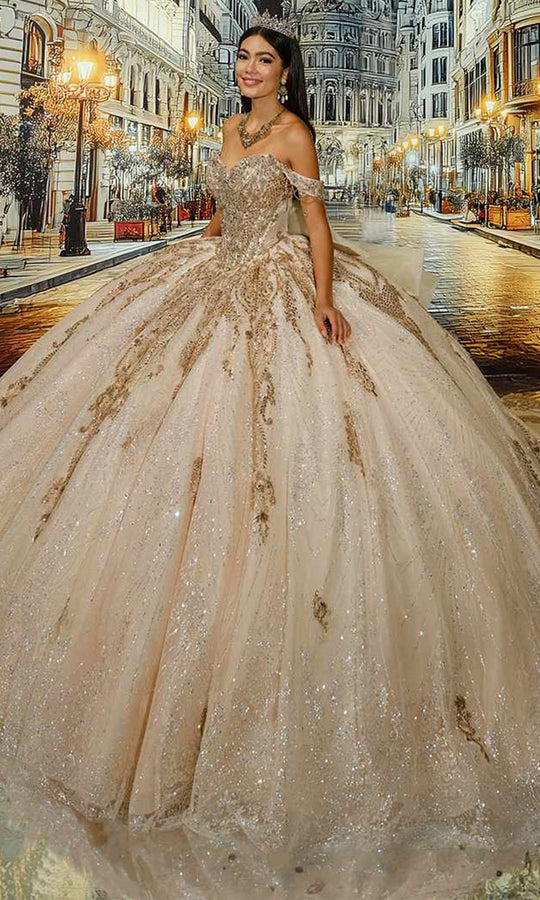 Princesa PR30224 - Cracked Ice Metallic Applique Ballgown
