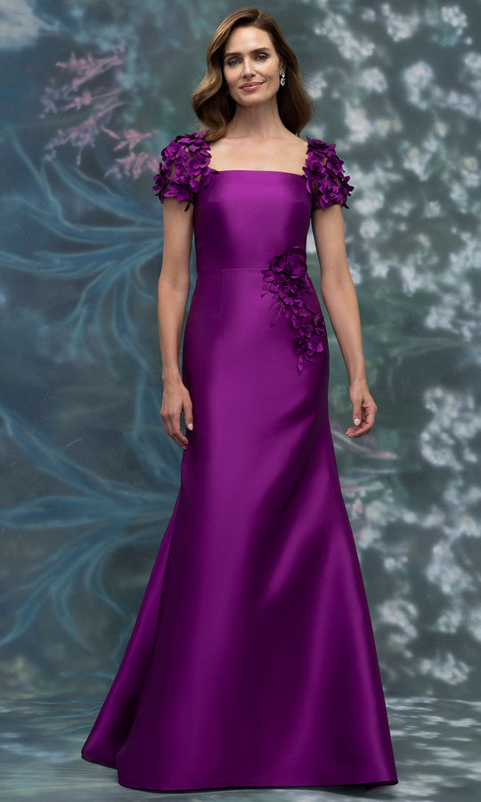 MGNY By Mori Lee 2070001 - 3D Floral Applique Square Neck Formal Gown