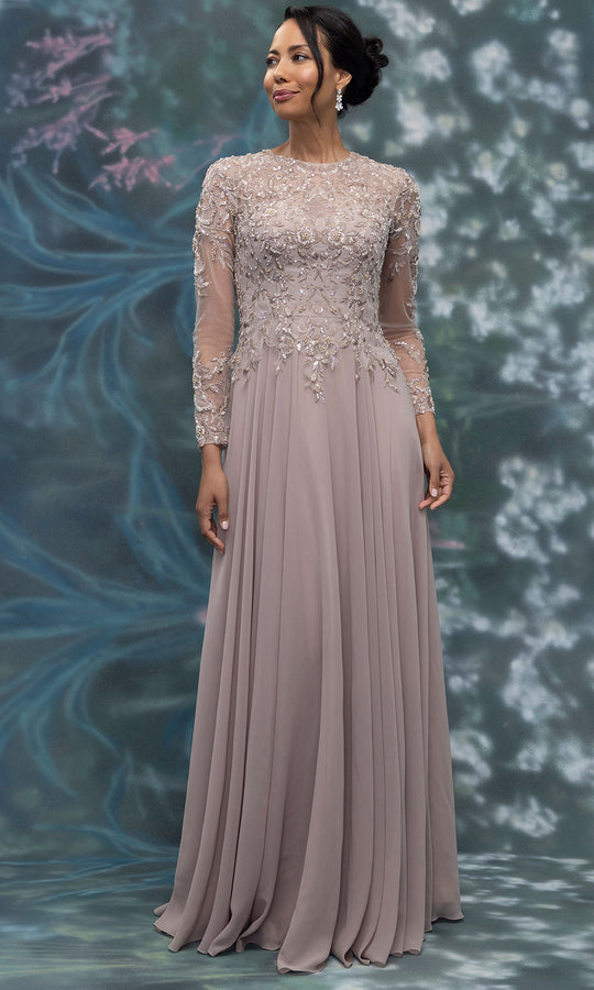 MGNY By Mori Lee 2070015 - Embroidered Applique High Neck Formal Gown