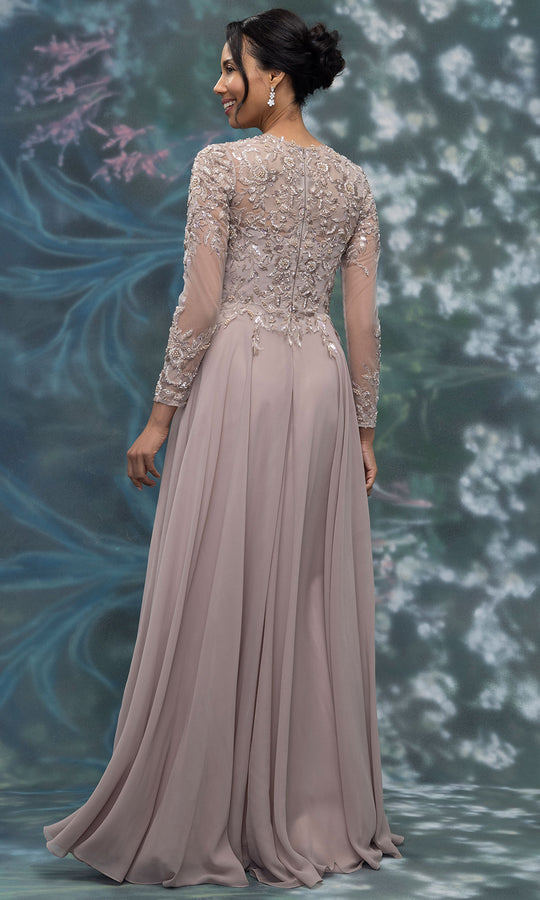 MGNY By Mori Lee 2070015 - Embroidered Applique High Neck Formal Gown