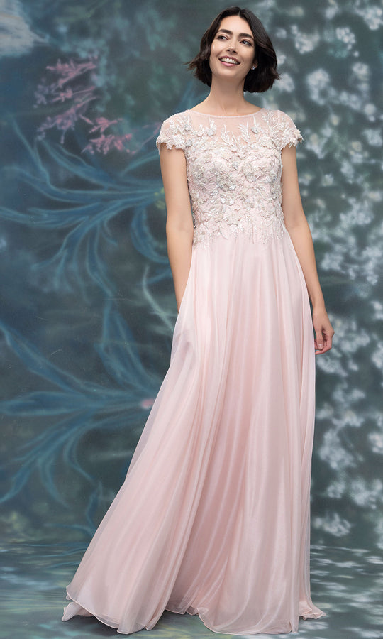 MGNY By Mori Lee 2070022 - Illusion Neck Embellished A-Line Gown