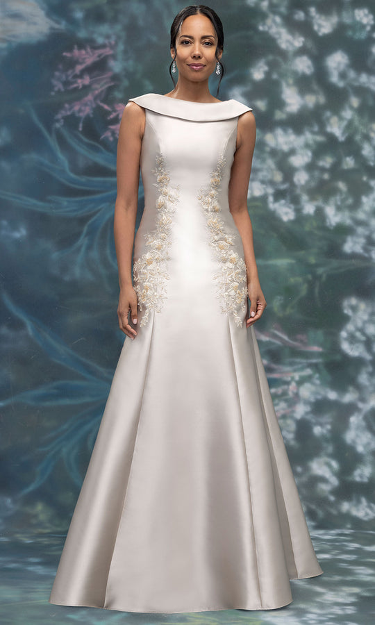 MGNY By Mori Lee 2070030 - Beaded Applique Mikado Bateau Gown