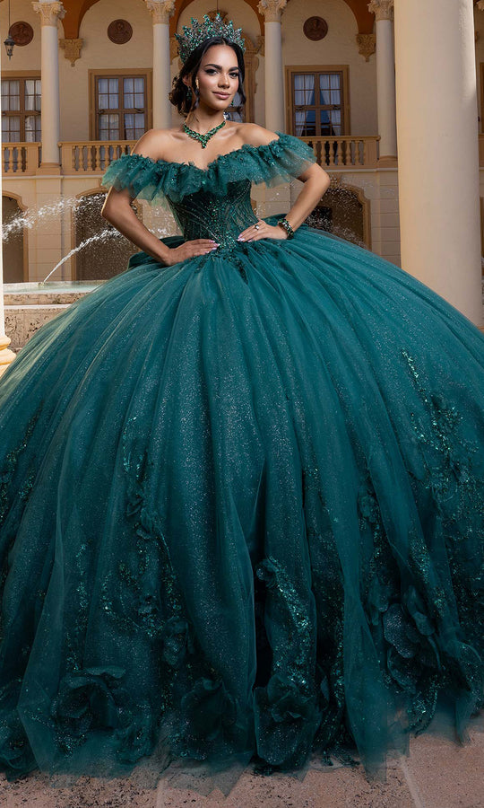 Vizcaya by Mori Lee 4080015 - Ruffled Neck Floral Applique Ballgown
