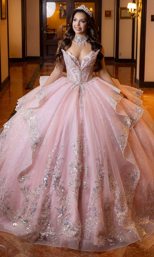 Vizcaya by Mori Lee 4080025 - Plunging V-Neck Crystal Beaded Ballgown