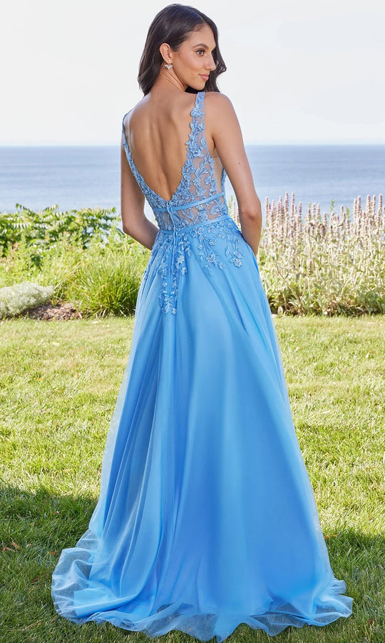 Mori Lee 49318 - Floral Embroidered Sleeveless Tulle Gown