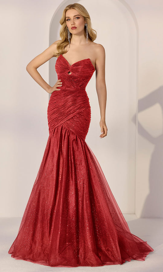 Mori Lee 49209 - Ruched Glitter Tulle Mermaid Gown