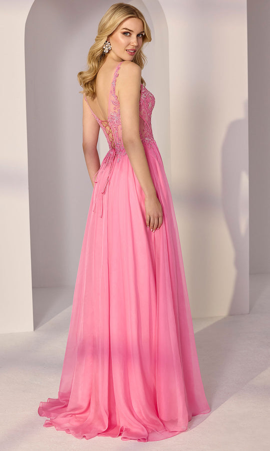Mori Lee 49250 - Floral Applique Chiffon Flowy Prom Gown